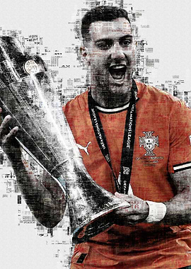 Diogo Dalot with Trophy Art