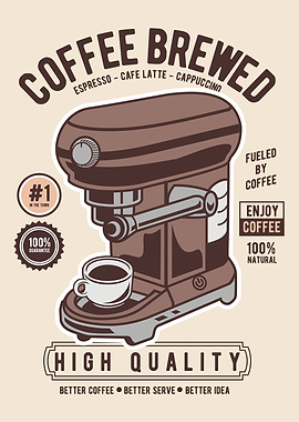 Coffee Brewed Espresso Machine Illustration