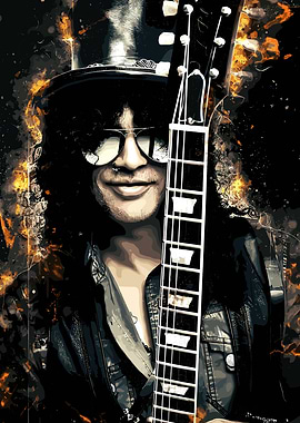 Slash Portrait with Guitar