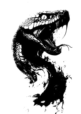 Black and White Snake Illustration