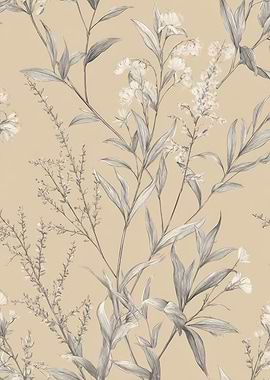 Floral Sketch on Beige Background