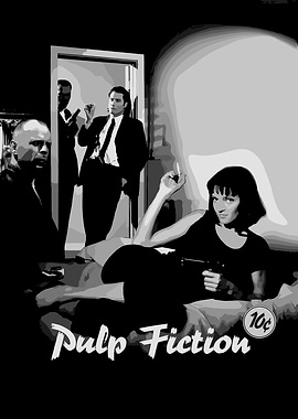 Pulp Fiction Black and White Poster
