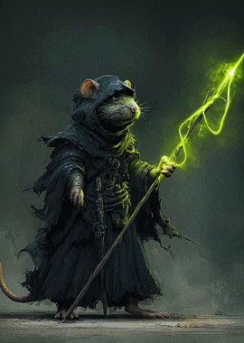 Rat Wizard with Glowing Staff