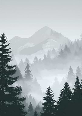 Misty Mountain Forest Landscape
