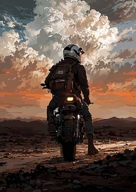 Motorcycle Adventure at Sunset