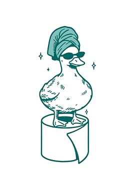Funny Duck with Towel and Sunglasses