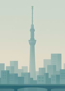 Tokyo Skytree Minimalist Cityscape