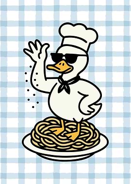 Cool Duck Chef with Spaghetti