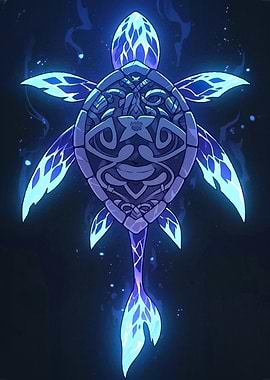 Glowing Turtle Tribal Markings