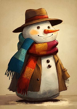 Dapper Snowman with Hat and Scarf