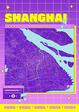 Shanghai Map Retro Aesthetic