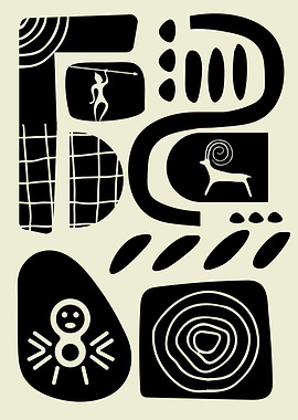 Abstract Tribal Art Black and White