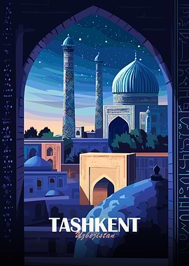 Tashkent, Uzbekistan Cityscape Illustration
