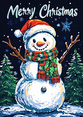 Merry Christmas Snowman Holiday