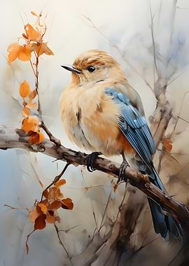 Bird on Branch Watercolor Painting