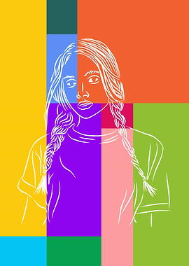 Braided Girl Color Blocks