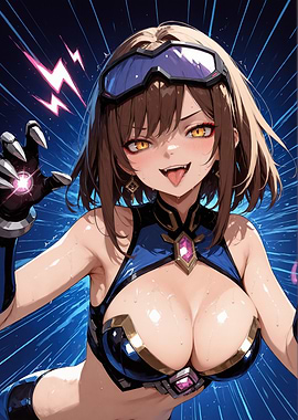 Anime Girl with Cybernetic Hand