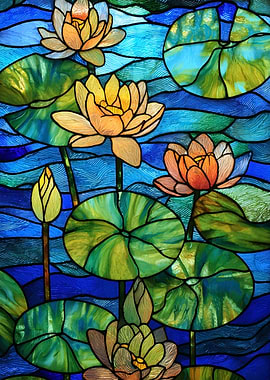 Stained Glass Water Lilies