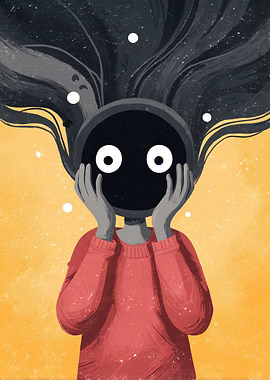 Abstract Portrait with Starry Hair