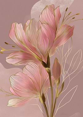 Golden Pink Lilies