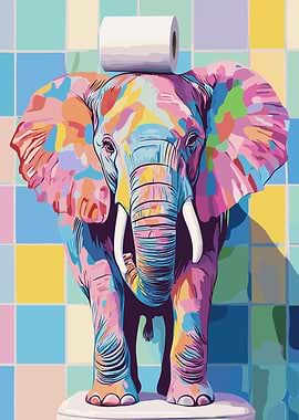 Colorful Elephant with Toilet Paper Roll