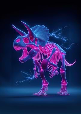 Neon Triceratops Skeleton