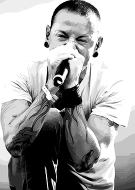 Chester Bennington Black and White Portrait