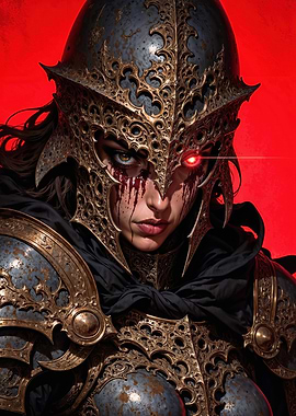 Fallen Valkyrie: Ornate Dark Fantasy Warrior Queen with Glowing Eye