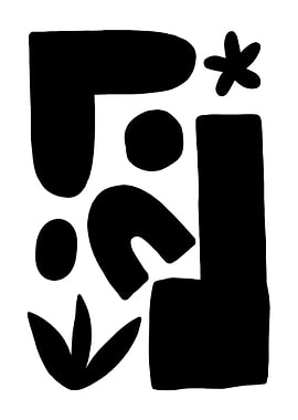 Abstract Black Shapes on White