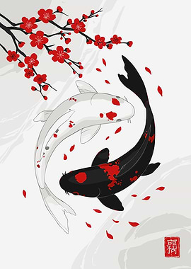 Sakura Yin Yang Koi Fish