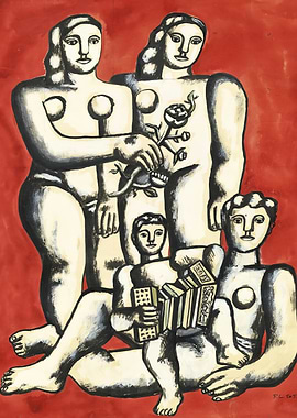 Figurative Painting with Accordion Player - Fernand Leger