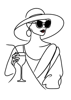 beach vibes woman line art