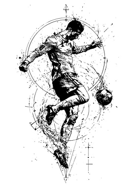 Soccer Player Ink Illustration