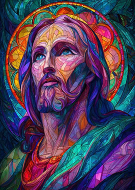 Stained Glass Jesus Portrait