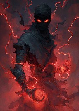 Dark Mage with Red Lightning