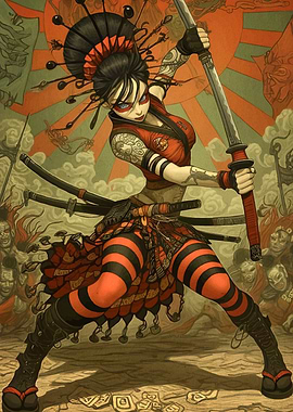 Female Samurai Warrior Katana