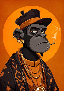 Cool Ape with Cigar and Jewelry