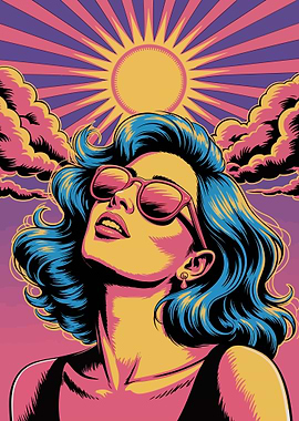 Woman with Sunglasses in Retro Style