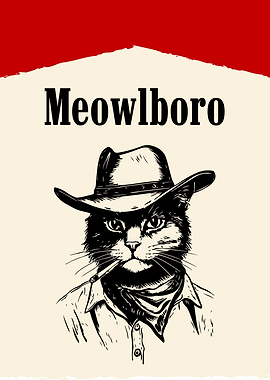 Meowlboro Cowboy Funny Cat Parody Art