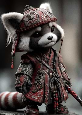 Red Panda Samurai Warrior