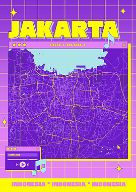 Jakarta Map Retro Style