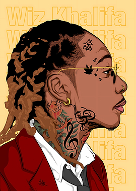 Wiz Khalifa Portrait with Tattoos