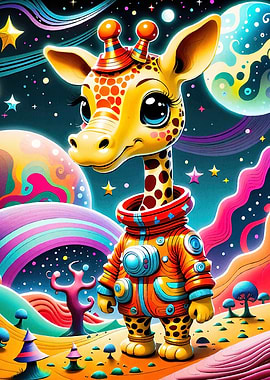Giraffe Astronaut Space