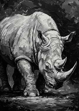 Monochrome Rhino Painting