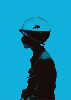 Man with Fishbowl Helmet