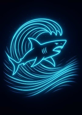 Blue Neon Shark Wave