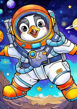 Penguin Astronaut Space