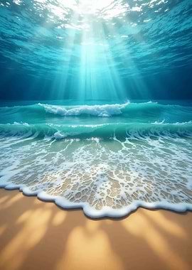 Underwater Beach Scene with Sunlight