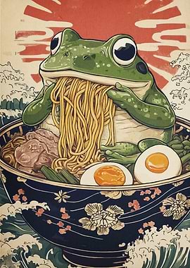 Frog Ramen Ukiyo-e Style