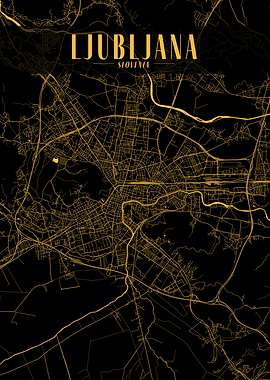 Ljubljana Golden Map Art